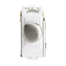 Contactum  2-Way LED Grid Dimmer Switch Brushed Steel with White Inserts