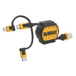 DEWALT USB-A to Micro USB-B / Lightning / USB-C Retractable 3-in-1 Cable 0.9m