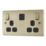 British General Nexus Metal 13A 2-Gang SP Switched Socket + 3.25A 65W 2-Outlet Type C USB Charger Antique Brass with Black Inserts