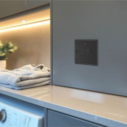 British General Nexus Metal 13A Switched Fused Spur with LED Matt Black with Colour-Matched Inserts