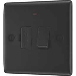 British General Nexus Metal 13A Switched Fused Spur with LED Matt Black with Colour-Matched Inserts