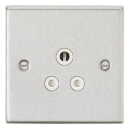 Knightsbridge  5A 1-Gang Unswitched Socket Brushed Chrome with White Inserts