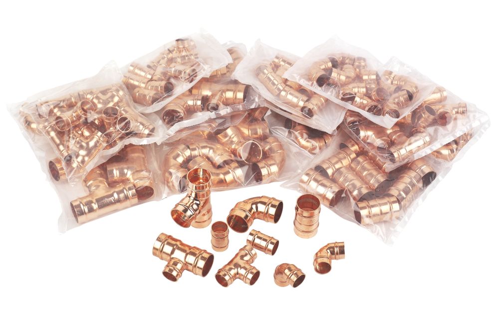 Flomasta Brass Solder Ring Fittings Pack 125 Piece Set Screwfix