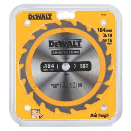DEWALT  Hardwood Construction Circular Saw Blade 184mm x 16mm 18T