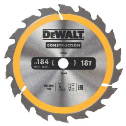 DEWALT  Hardwood Construction Circular Saw Blade 184mm x 16mm 18T