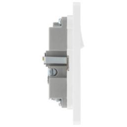 British General Evolve 13A 1-Gang SP Switched Socket + 3A 18W 2-Outlet Type A & C USB Charger Brushed Steel with White Inserts