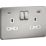 Knightsbridge  13A 2-Gang SP Switched Socket + 4.0A 20W 2-Outlet Type A & C USB Charger Brushed Chrome with White Inserts