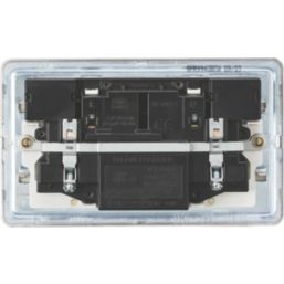 Knightsbridge  13A 2-Gang SP Switched Socket + 4.0A 20W 2-Outlet Type A & C USB Charger Brushed Chrome with White Inserts