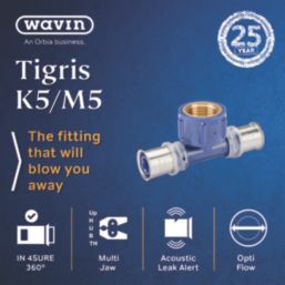 Wavin Tigris K5 Multi-Layer Composite Press-Fit Adapting One-Sided Female Tee 20mm x 0.75" x 20mm 10 Pack