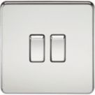Knightsbridge  10AX 2-Gang 2-Way Light Switch  Polished Chrome