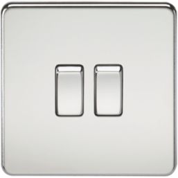 Knightsbridge  10AX 2-Gang 2-Way Light Switch  Polished Chrome
