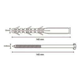 Easyfix  Hex Long Expansion Frame Fixings 10mm x 140mm 12 Pack