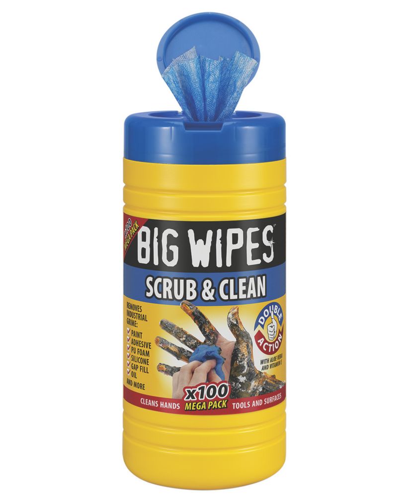 Big Wipes Scrub & Clean Wipes Blue 100 Pack Screwfix