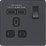 British General Evolve 13A 1-Gang SP Switched Socket + 2.1A 10.5W 2-Outlet Type A USB Charger Grey with Black Inserts
