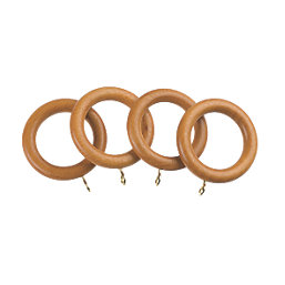 Universal Wooden 28mm Curtain Rings Antique Pine 4 Pack