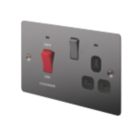 LAP  45A 2-Gang DP Cooker Switch & 13A DP Switched Socket Black Nickel with LED with Black Inserts