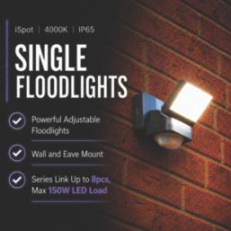 Brackenheath iSpot Swivel Outdoor LED Floodlight With PIR & Photocell Sensor Black 8.5W 1050lm