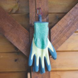 ClipGlove Bottle Glove Plus  Womens Recycled Polyethylene Gardening Gloves Blue / Green / Cream Medium