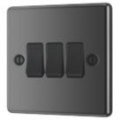 LAP  10AX 3-Gang 2-Way Light Switch  Black Nickel with Black Inserts