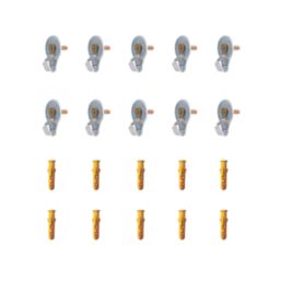 Bullfix Heavy Duty Hooks and Masonry Plugs 10ga x 25mm Silver 10 Pack