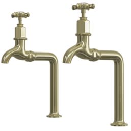 ETAL Alton Bib Cross Head Taps Polished Brass 1 Pair