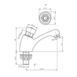 Highlife Bathrooms Skara Chrome 95mm Push Button Mono Basin Pillar Tap