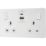 British General Evolve 13A 2-Gang SP Switched Socket + 3A 22W 2-Outlet Type A & C USB Charger Pearlescent White with White Inserts