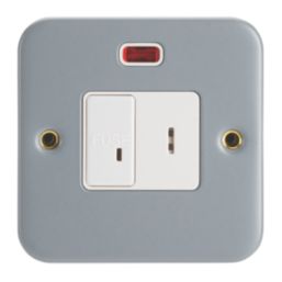 Contactum  13A Switched Metal Clad Secret Key Fused Spur with Neon  with White Inserts