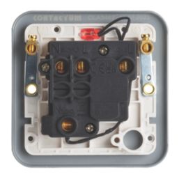 Contactum  13A Switched Metal Clad Secret Key Fused Spur with Neon  with White Inserts