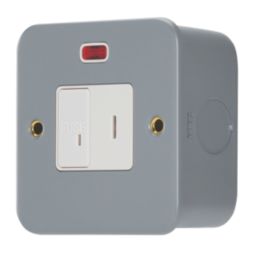 Contactum  13A Switched Metal Clad Secret Key Fused Spur with Neon  with White Inserts