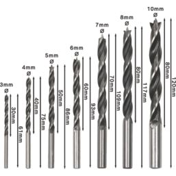 Bosch Pro Straight Shank Double-Flute Brad Point Wood Drill Bits 7 Piece Set