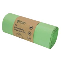 L-PRO Love The Earth Light Green Compostable Sacks 70Ltr 20 Pack