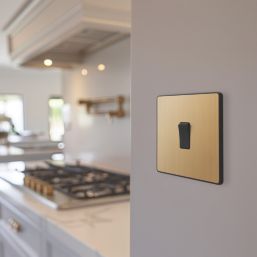 British General Evolve 20A 16AX 1-Gang 2-Way Light Switch  Satin Brass with Black Inserts