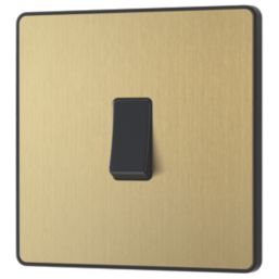 British General Evolve 20A 16AX 1-Gang 2-Way Light Switch  Satin Brass with Black Inserts