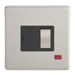 Contactum Lyric 13A Switched Fused Spur with Neon Brushed Steel with Black Inserts