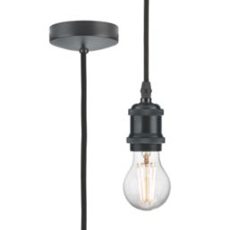 Knightsbridge Vintage 6" Pendant Set Light Fitting E27 Anthracite 3 1/2"