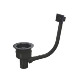 Top-Fix Kitchen Strainer Waste with Overflow Matt Black 90mm