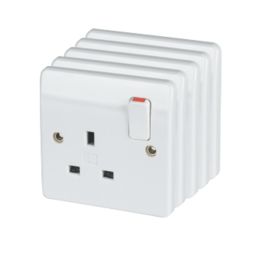 MK Logic Plus 13A 1-Gang DP Switched Plug Socket White   5 Pack