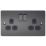 LAP  13A 2-Gang DP Switched Plug Socket Black Nickel  with Black Inserts