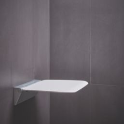 Wall Mounted Premium Soft Close Shower Seat White/Chrome