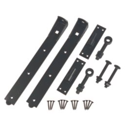 GateMate Black Straight Premium Adjustable Band & Hooks on Plate 165mm x 18" x 450mm 2 Pack