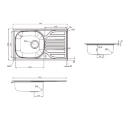 Essentials  1 Bowl Stainless Steel Kitchen Sink & Drainer  760mm x 430mm