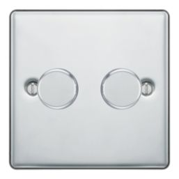 LAP  2-Gang 2-Way LED Dimmer Switch  Polished Chrome with Colour-Matched Inserts