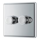 LAP  2-Gang 2-Way LED Dimmer Switch  Polished Chrome with Colour-Matched Inserts