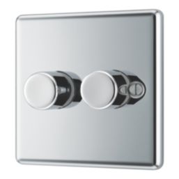LAP  2-Gang 2-Way LED Dimmer Switch  Polished Chrome with Colour-Matched Inserts