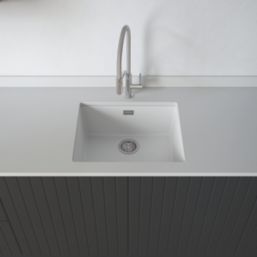 Carysil EN500-WH 1 Bowl Granite Composite Kitchen Sink White 530mm x 460mm