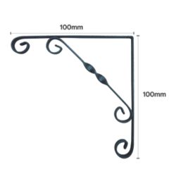 Essentials Ornamental Scroll Shelf Brackets Granite 100mm x 100mm 10 Pack