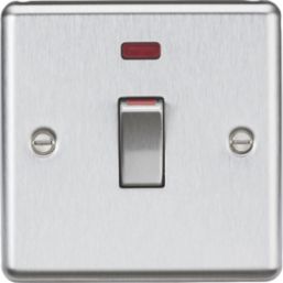 Knightsbridge  45A 1-Gang DP Control Switch Brushed Chrome with LED