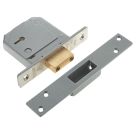 Union Fire Rated  Satin Chrome BS 5-Lever Mortice Deadlock 80mm Case - 53mm Backset