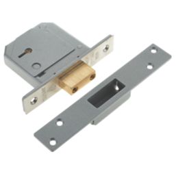 Union Fire Rated  Satin Chrome BS 5-Lever Mortice Deadlock 80mm Case - 53mm Backset